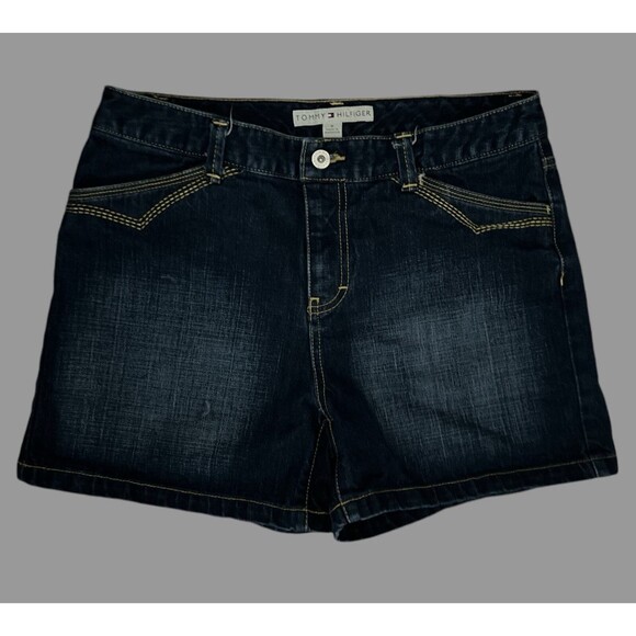 Tommy Hilfiger Women’s Sz 6 Denim Shorts Blue High Rise Jean Cutoff 4” Inseam - Picture 1 of 9